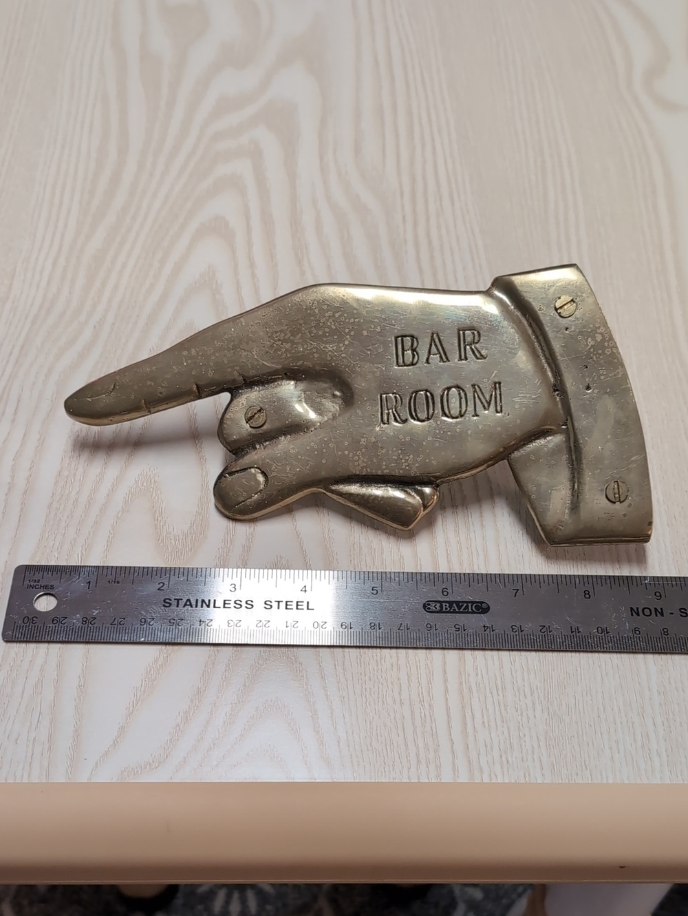 Vintage Brass Bar Room Sign